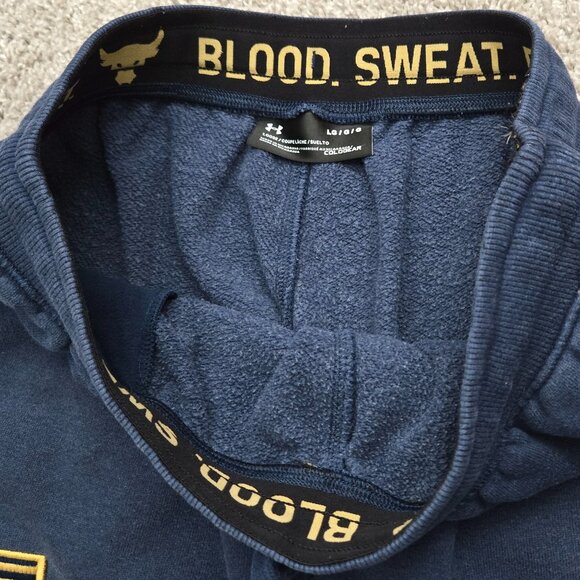 Under Armour Project Rock Sweatpants Men Navy Gold Patriotic Respect Spell Out L - Picture 4 of 6